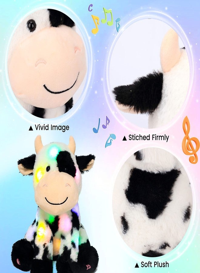 Hopearl LED Musical Stuffed Smile Cow Light up Singing Plush Toy Adjustable Volume Lullaby Animated Soothe Birthday Festival for Kids Toddler Girls, 11' - Image 5